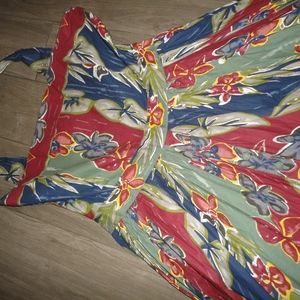 STYLEWORKS HALTER DRESS BLUE GREEN FLORAL SZ 18